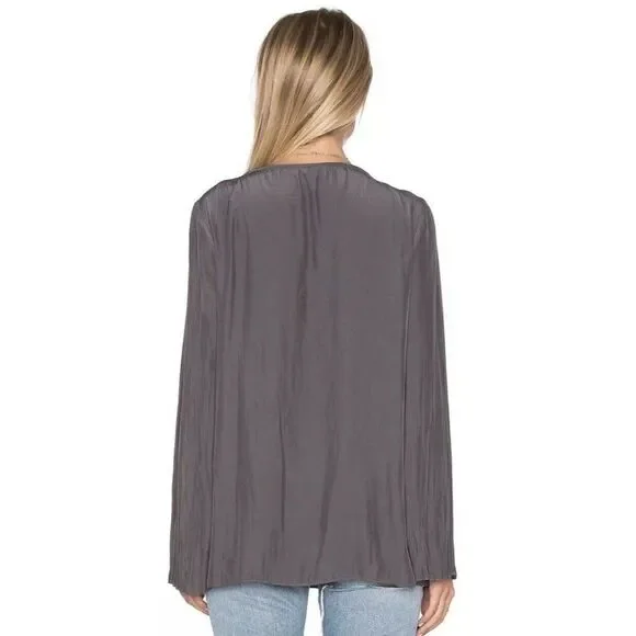 NWT RAMY BROOK Sz S AMAL LONG BELL ACCORDION SLEEVE TIE NECK BLOUSE WHITE $355